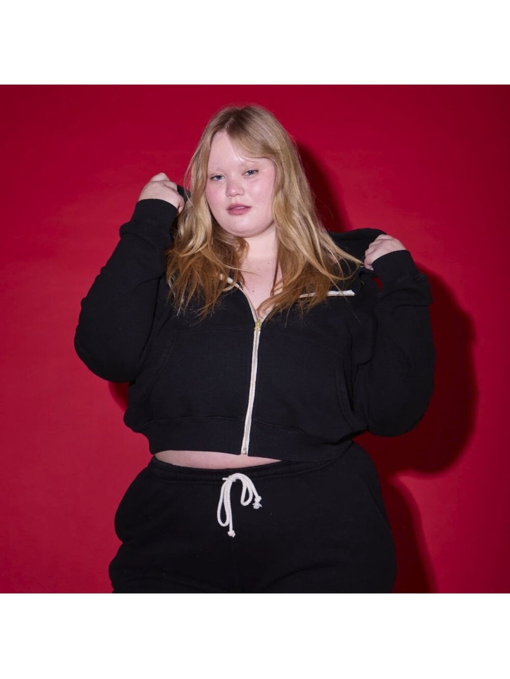 Big Bud Press Black Cropped Zipper Unisex Oversized Hoodie Jacket 2XL